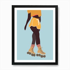 Roller Skate Girl Blue Art Print