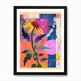 Cineraria 8 Neon Flower Collage Art Print