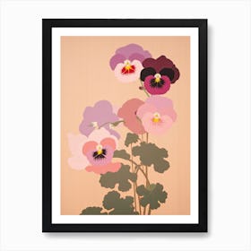 Pansies Flower Big Bold Illustration 2 Art Print