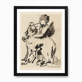 A Boy Holding His Dog   Édouard Manet Art Print
