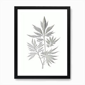 Hemp Herb William Morris Inspired Line Drawing 3 Art Print