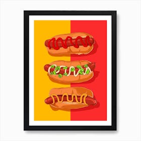 Hotdog Mustard And Ketchup Art Print