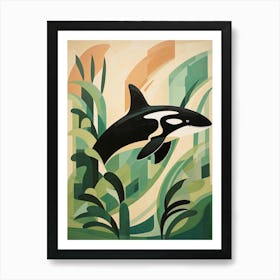 Abstract Orca Whale Geometric Collage 2 Art Print