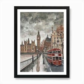 Grey Brushstrokes Of London Art Print