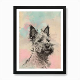 Colourful Berger Picard Dog Abstract Line Illustration 1 Art Print