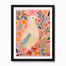 Pink Scandi Dove 1 Art Print