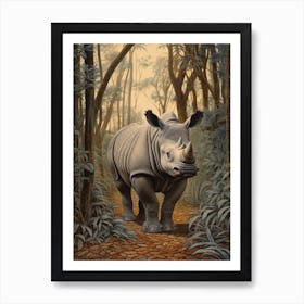 Rhino In The Trees At Dawn 2 Art Print