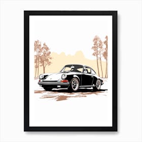 Porche 911 Line Drawing 5 Art Print