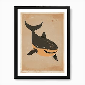 Cute Shark Beige Background 1 Art Print