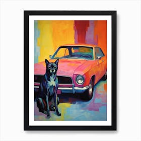 Dodge Charger Vintage Car With A Dog, Matisse Style Painting 2 Art Print