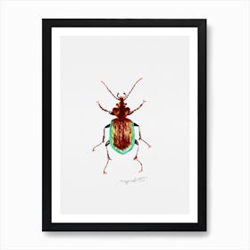 Calosoma scrutator, Caterpillar hunter beetle, watercolor artwork Art Print