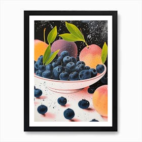 Art Deco Blueberries & Fruit Art Print