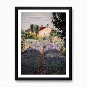 Lavender Fields Country Side Summer Landscape 2 Art Print