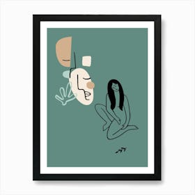 Woman And A Man. Boho woman — boho poster, boho wall art Art Print