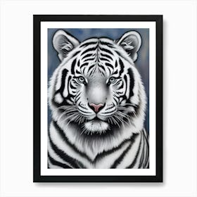 Vintage White Tiger Art Print