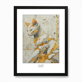 Cat Precisionist Illustration 3 Poster Art Print