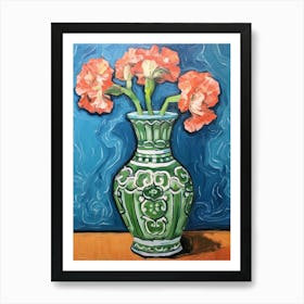 Flowers In A Vase Still Life Painting Carnation 1 Art Print