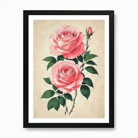 Pink Roses 1 Art Print