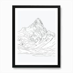 Nanga Parbat Pakistan In Line Drawing 4 Art Print