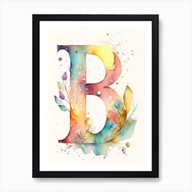 B, Letter, Alphabet Storybook Watercolour 4 Art Print