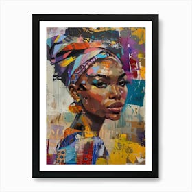 Eclectic Woman Painting Pop Art Large Wall Art Maximalist Painting Street Art Loft Wall Art Black Woman Portrait Printable Wall Art(1) Art Print