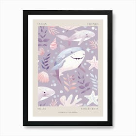 Purple Cookiecutter Shark Illustration 2 Poster Art Print