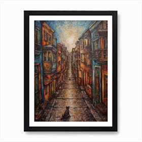 Painting Of San Francisco With A Cat In The Style Of Renaissance, Da Vinci 2 Art Print