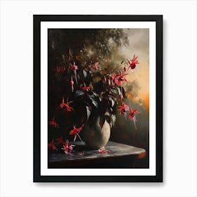 Baroque Floral Still Life Fuchsia 1 Art Print