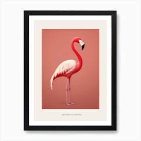 Minimalist Greater Flamingo 3 Bird Poster Art Print