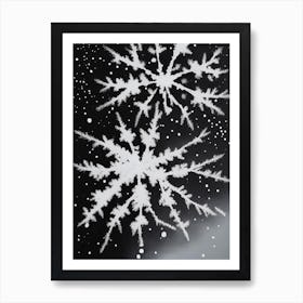 Stellar Dendrites, Snowflakes, Black & White 3 Art Print