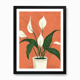 Peace Lily Plant Minimalist Illustration 1 Art Print