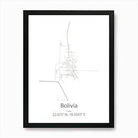 Bolivia,Cuba Minimalist Map Poster