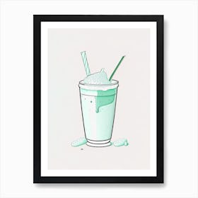 Mint Chocolate Chip Milkshake Dairy Food Minimal Line Drawing 2 Art Print