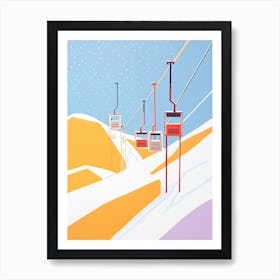 Les 3 Vallees   France, Ski Resort Pastel Colours Illustration 0 Art Print