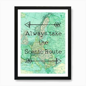 Map Travel Quote Print Art Print