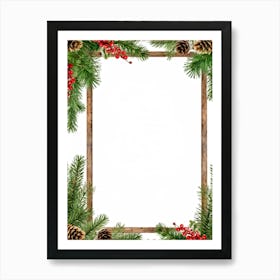 Decorative Frame Green Plank Colourful Red Berry Holiday Traditional Season Branch Celebra (24) Art Print