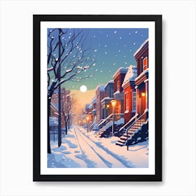 Winter Travel Night Illustration Toronto Canada 3 Art Print