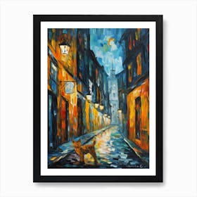 Painting Of Paris With A Cat In The Style Of Expressionism 2 Art Print