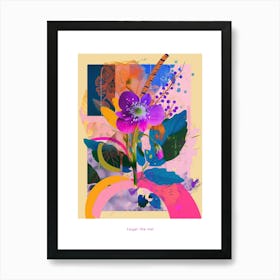 Forget Me Not 1 Neon Flower Collage Poster Art Print