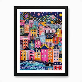 Kitsch Colourful Capetown Cityscape 1 Art Print