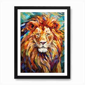 Lion Art Painting Mosaic Style 2 Art Print