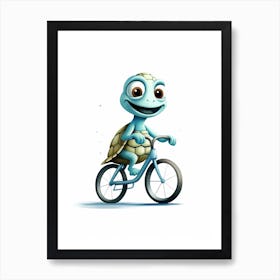 Turtle Riding A Bike Art Print