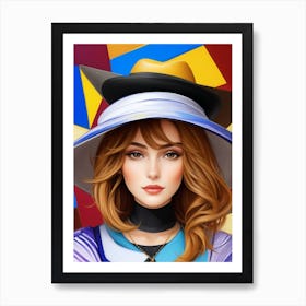 Woman In A Hat - Cubism 7 Art Print