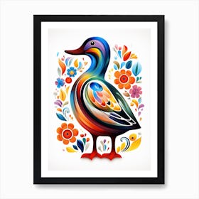 Scandinavian Bird Illustration Mallard Duck 3 Art Print