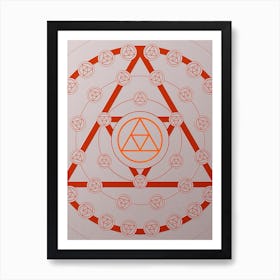 Geometric Abstract Glyph Circle Array in Tomato Red n.0237 Art Print