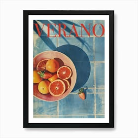Verano Summer Poster 40s Style Orange Kitchen Poster Pool Art Art Print