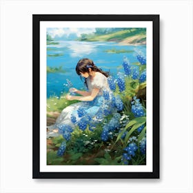 Forget Me Not At The River Bank (3) Art Print