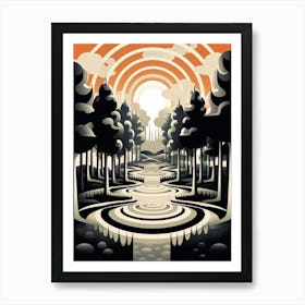 Landscape Geometric Abstract Illustration 1 Art Print