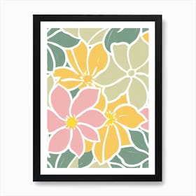 Daffodils Pastel Floral 1 Flower Art Print