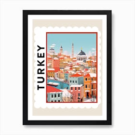 Retro Winter Stamp Poster Istanbul Turkey Art Print